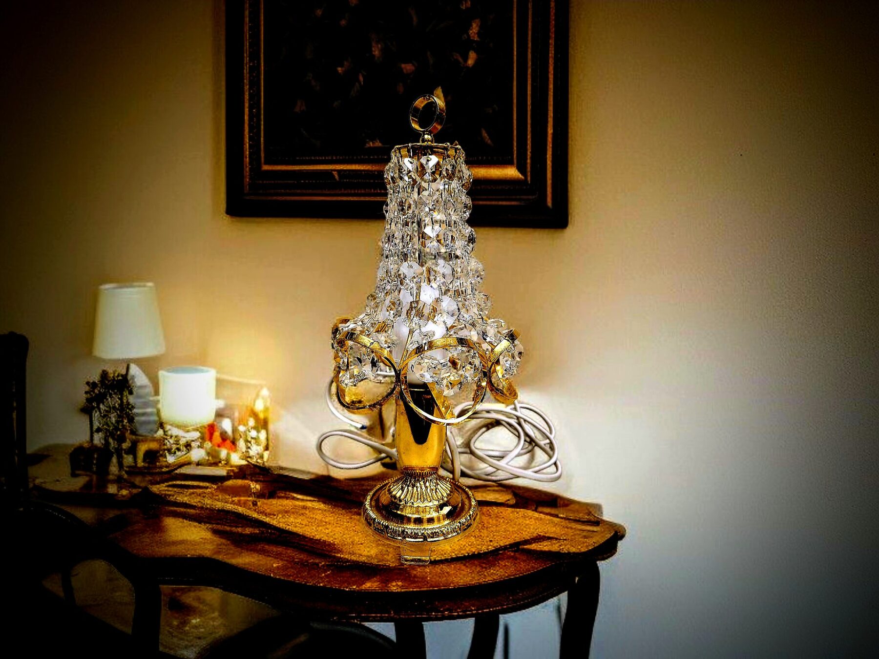 Öölamp - 24k kullatud messing, kristall, Lars & Bo Rootsi