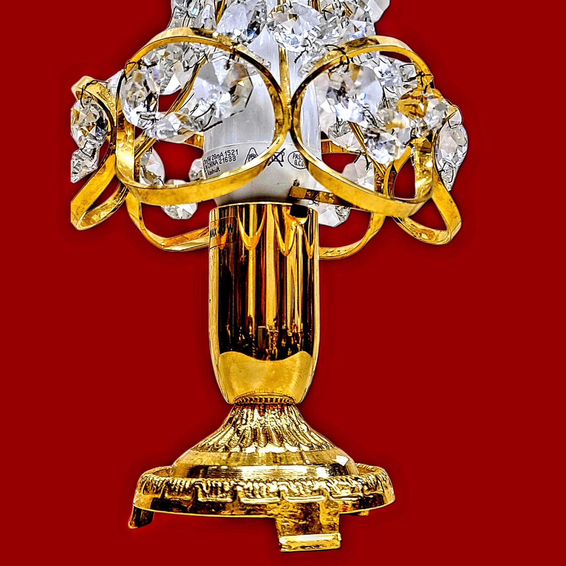 Öölamp - 24k kullatud messing, kristall, Lars & Bo Rootsi - Image 4