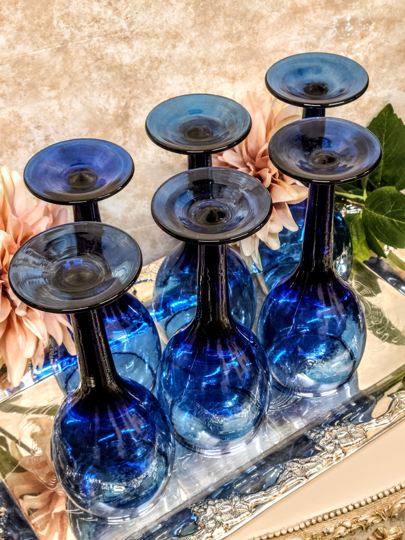 Kuninglikud koobaltsinised veiniklaasid (6 tk) - Image 3